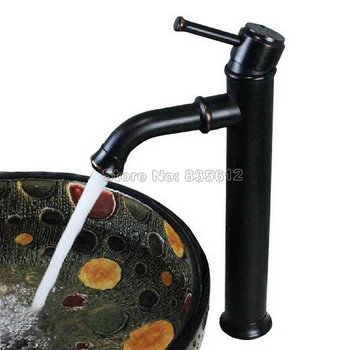 

Black Oil Rubbed Bronze Vessel Sink Faucet / Single Holder Single Hole Deck Mounted Retro Style Bathroom Basin Mixer Taps Wnf285