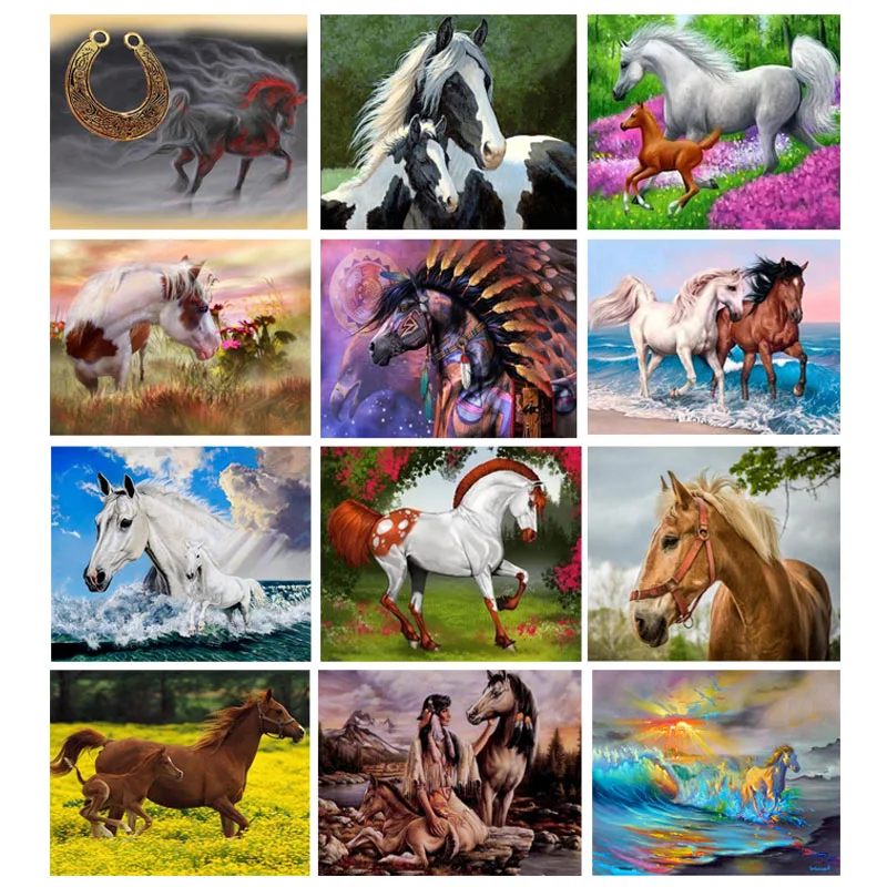 YUMEART DIY Алмазная вышивка White Horse 5D мозаика алмазная живопись крестиком лошадь