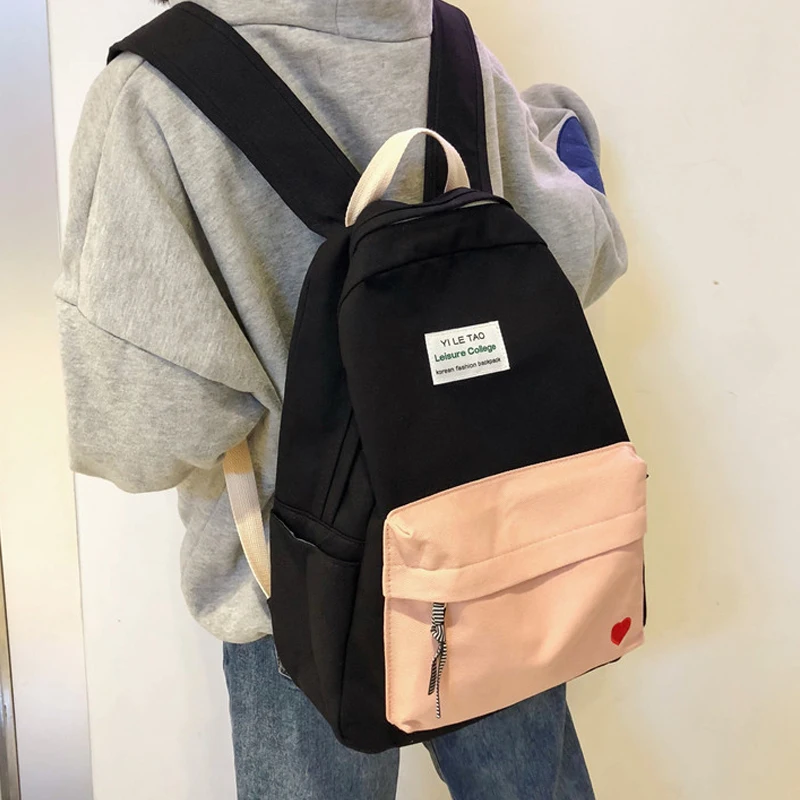 الأزياء للمدرسة المراهقين Mochila فتاة كلية حقيبة مدرسية المرأة حقيبة سوداء حقيبة مدرسية على ظهره الإناث الكتب