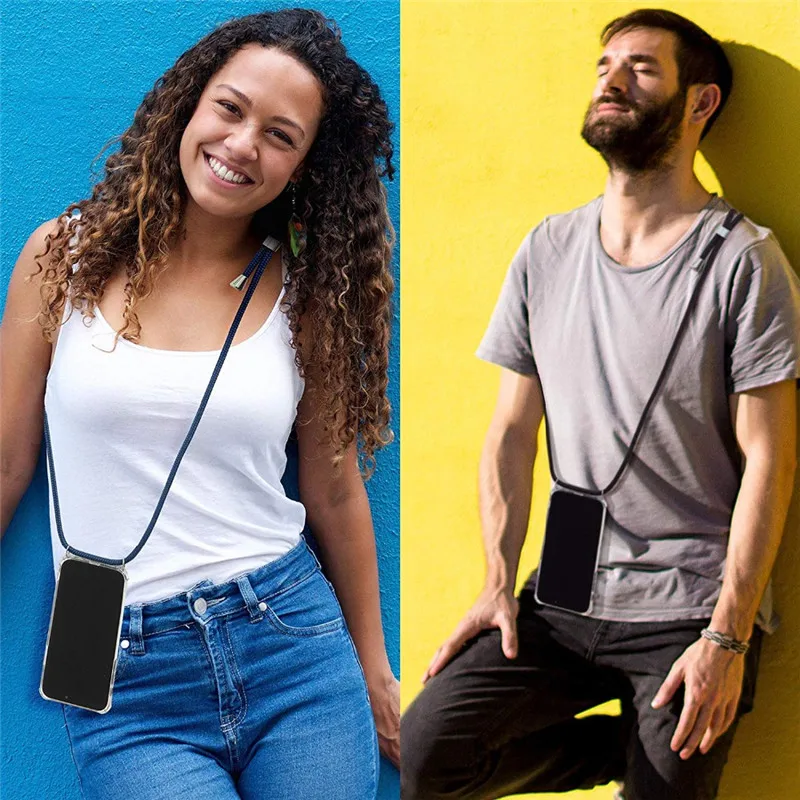 For Huawei P30 Pro P20 Lite Transparent Cell Phone Case Lanyard Necklace Shoulder Neck Strap Rope Cord For Mate 20 Pro Lite 20X