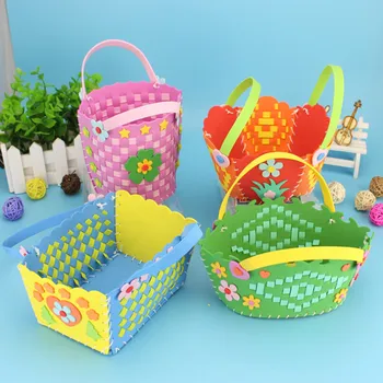 

Children DIY Assembling Handmade Braid Basket Cute Flower Style DIY Crafts Colorful Cartoon Children Creative Toys Boys Girls