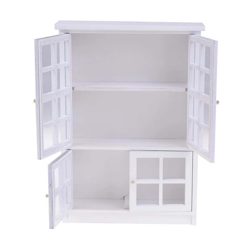 

Kitchen Cabin Room Furniture Kit Model White Gate Door Cabinet Doll House Kitchen Dollhouse Miniatures 1:12 DIY Accessorie