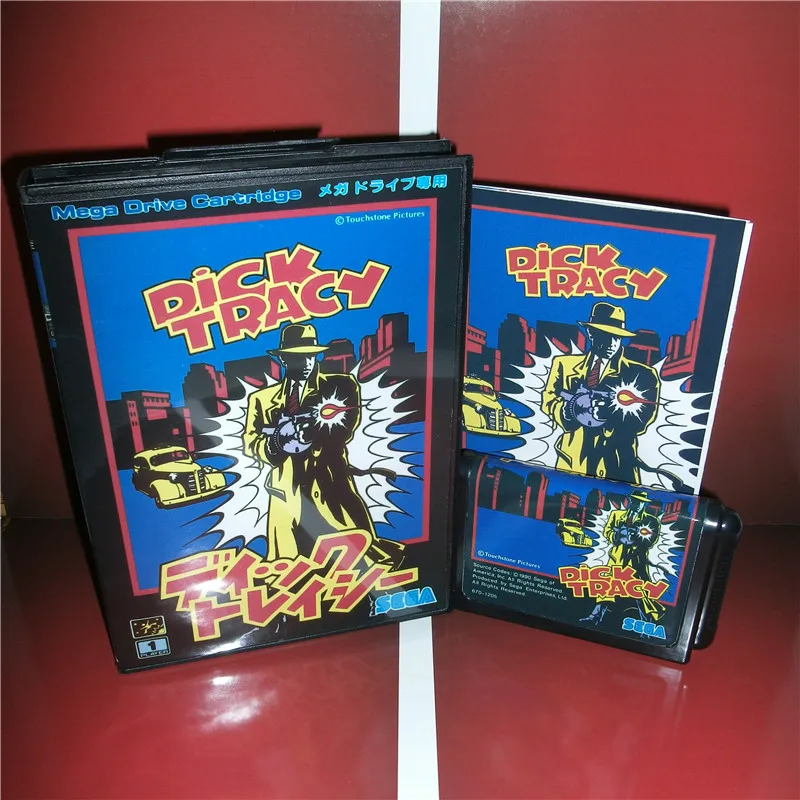 

Dick Tracy Japan Cover with Box and Manual for MD MegaDrive Genesis Video Game Console 16 bit MD card