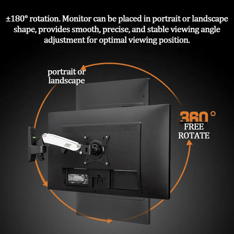 NB F120 ТВ монитор настенное крепление 17-2" газовая пружина полное движение артикуляционный Поворотный ЖК монитор кронштейн держатель алюминиевый кронштейн