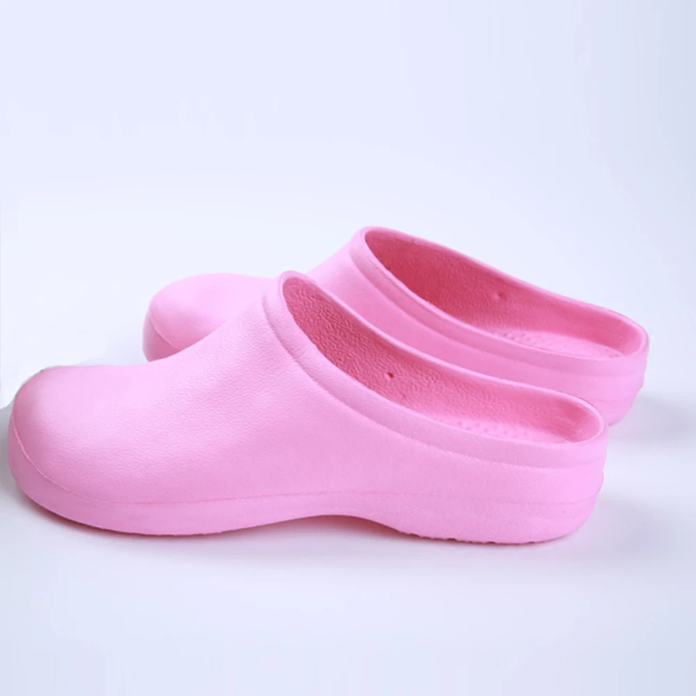 Больничная медицинская обувь для мужчин и женщин стоматологическая клиника резиновые шлепанцы противоскользящие тапочки Рабочая мягкая обувь на плоской подошве - Цвет: Розовый