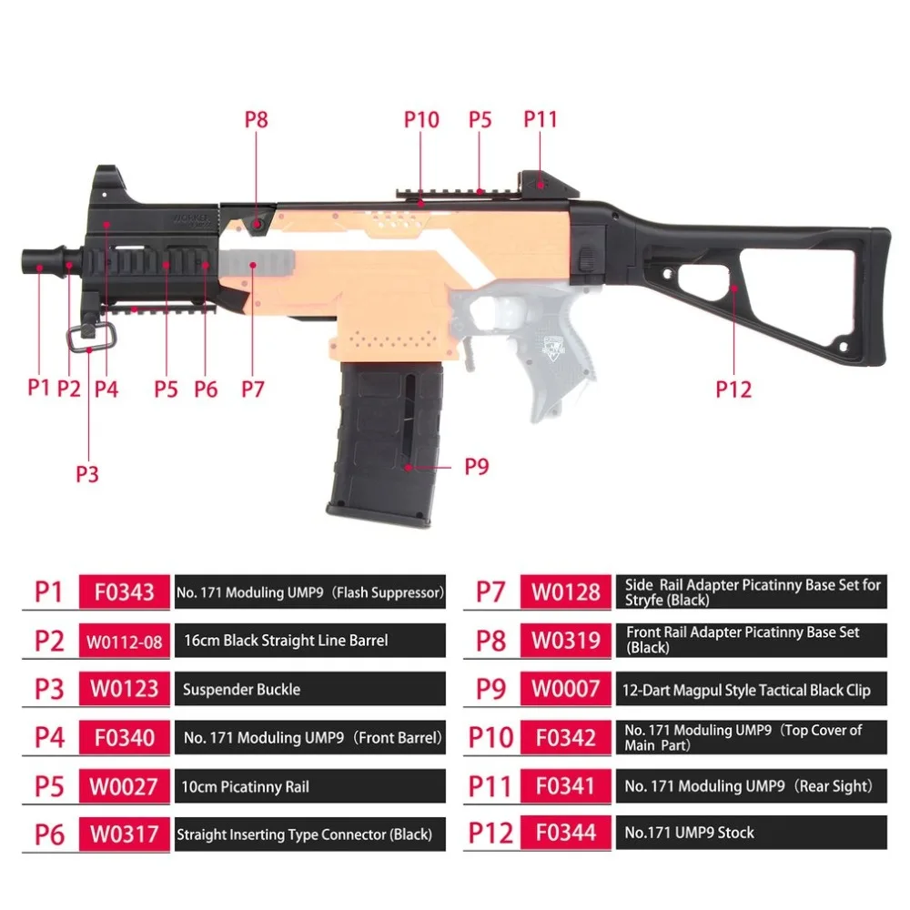 

F10555 UMP9/ Rifle Imitation Kit 3D Printing High Strength Combo For Stryfe Modify Toy For Nerf Parts Toys Accessory Gift