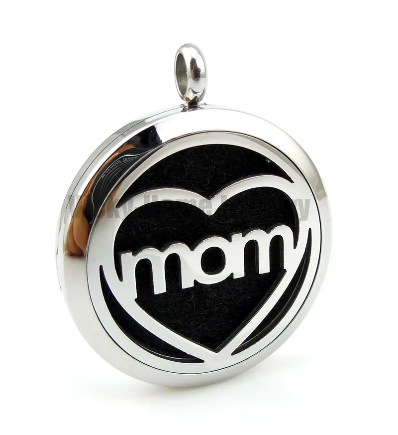 

With chain gift Love Mom (30mm) Essential Oils Diffuser Locket Perfume Locket Free Pads Aroma Stainless Steel Diffuser Locket