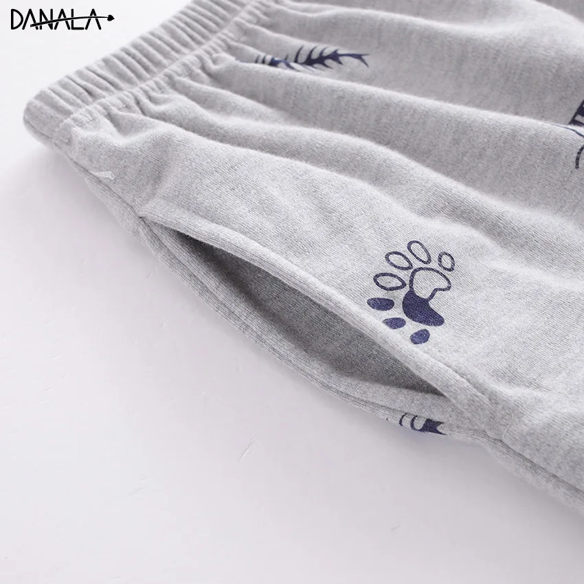 Женский пижамный комплект DANALA повседневный из футболки и брюк с коротким рукавом