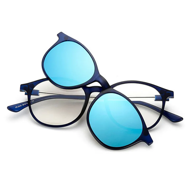 TR90 оправа, очки, зеркальные, поляризационные, антибликовые, UV400 линзы, магнитная застежка, оптические очки по рецепту - Цвет линз: 2