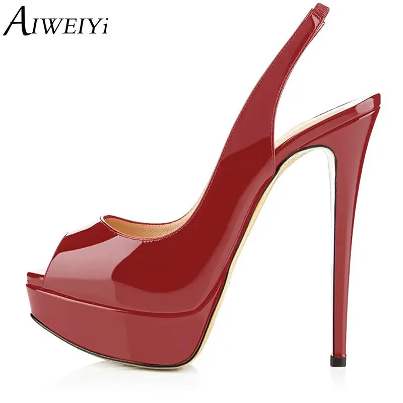 

AIWEIYi Women's Fashion High Heels Peep Toe Platform Sandals Slingback High Heels Party Dress Stilettos Heels Dress Shoes