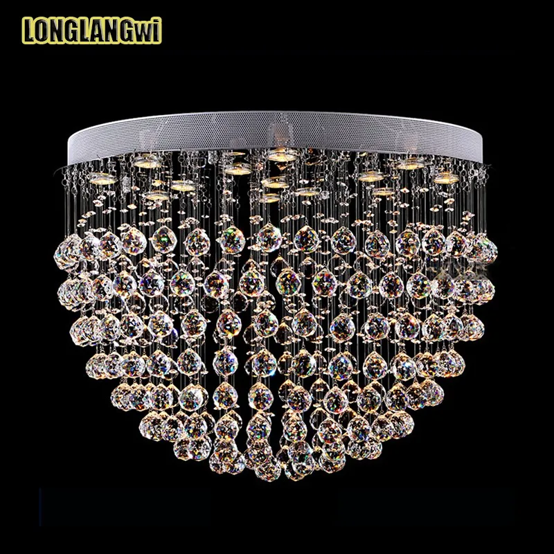 

Modern living room LED K9 crystal lamp hotel lobby chandelier creative personality round crystal chandeliers