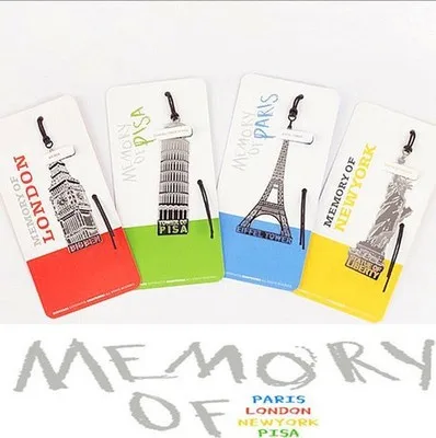 

4PCS/LOT European Building Students Bookmark Memory of London/Paris/New York/Pisa Travel Memory office stationery
