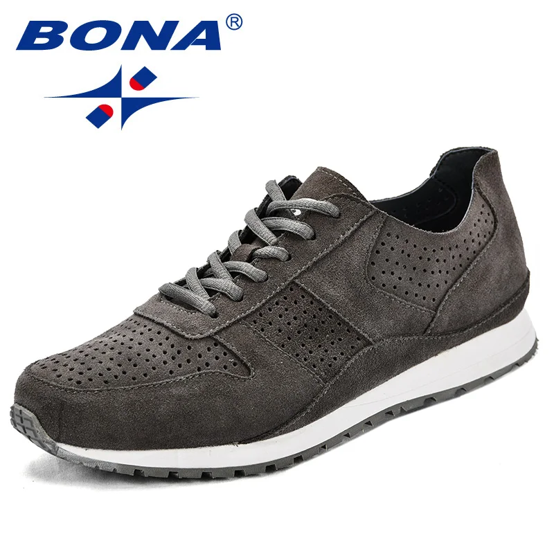 

BONA New Popular Style Men Sneakers Cow Suede Lace Up Men Casual Shoes Cutouts Durable Outsole Men Flats Light Free Shipping