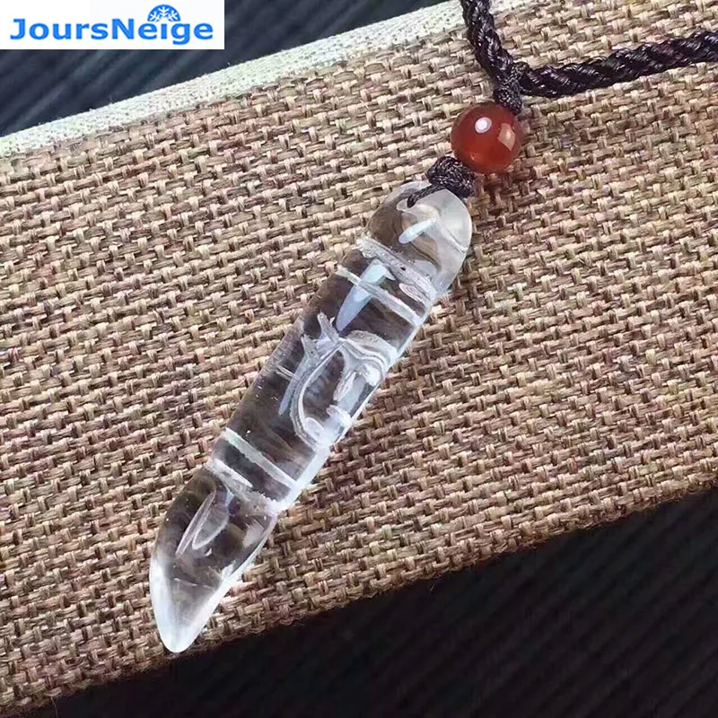 

Natural stone White Crystal Wenchang Pen Pendant Necklace Gift lucky for Men Women Crystal Jewelry Wholesale JoursNeige
