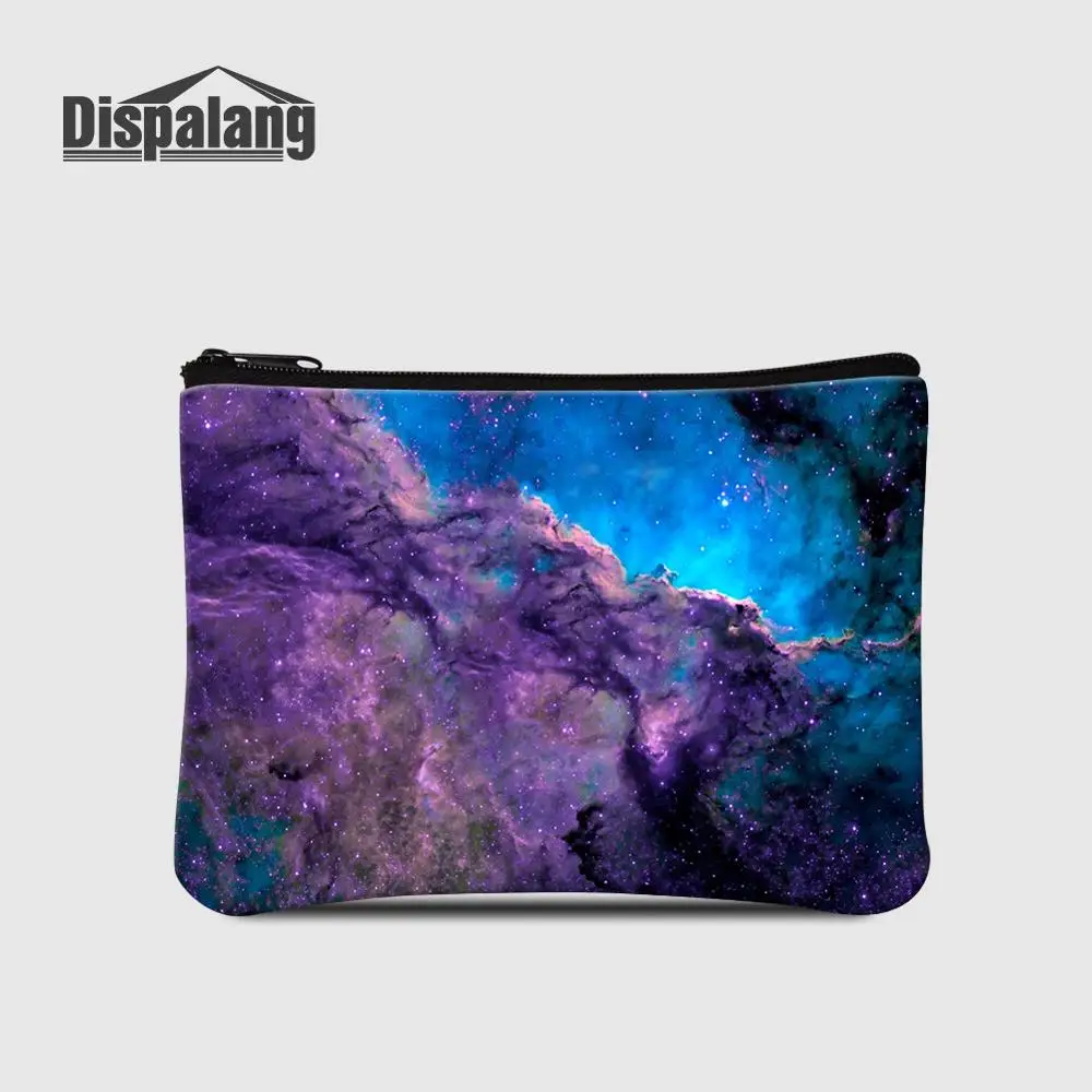 Dispalang Для женщин Для мужчин кошелек пространство вселенной Galaxy Star печатает Портмоне Высокое качество сцепления Женские Кошельки дети денежный карман на молнии - Цвет: Синий