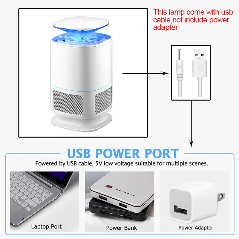 Светодиодный светильник от комаров, против вредителей, ловушка для мух, насекомых, лампа от насекомых, Zapper, USB, электрический, отпугивающий насекомых, УФ, ночной Светильник