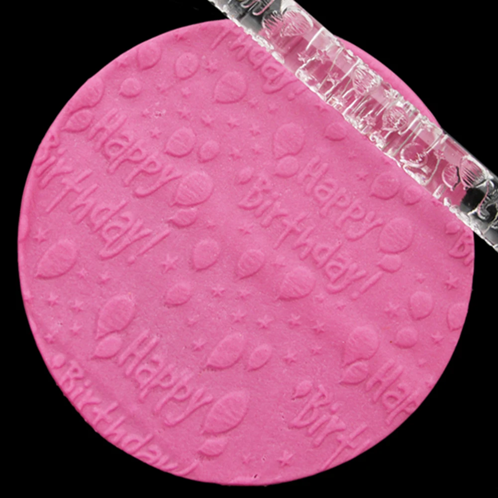 

Texture Embossing Acrylic Fondant Cake Decorating Pastry Tools Cup Cake Top Decoration Rolling Pin Color Transparent
