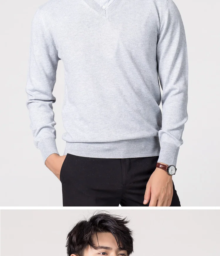Мужские пуловеры зима новая мода свитер с v-образным вырезом Кашемир и шерсть трикотажные джемперы для мужчин шерстяная одежда Лидер