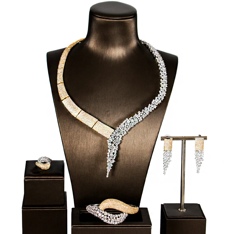 LAN PALACE Модные Ювелирные наборы для влюбленных женщин свадьбы parure bijoux femmecubic zirconia