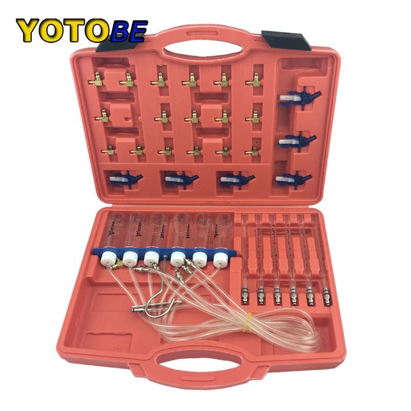 6 Cylinder Diesel Injector Flow Meter Test Kit Common Rail Adaptor Fuel
