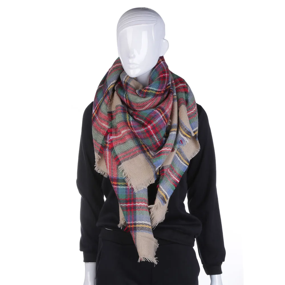 Women Blanket Scarves Oversized font b Tartan b font Shawl Wrap Plaid Multicolor Checked Pashmina Valentine