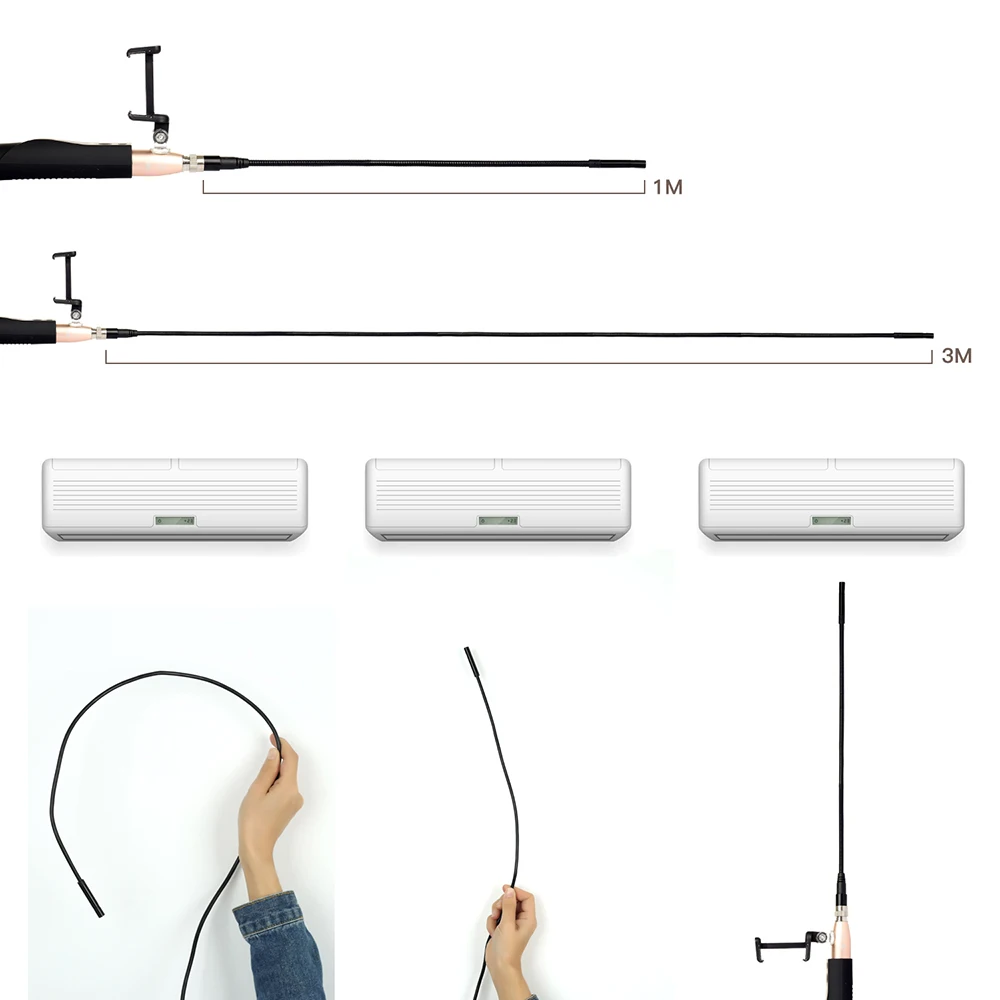 Камера эндоскопа Гибкая IP67 водонепроницаемая инспекционная бороскоп камера для iOS Android беспроводной Эндоскоп с держателем телефона