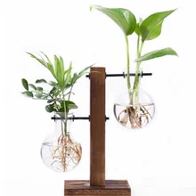 HOOMALL стеклянная столешница завод Бонсай цветок Рождество декоративные вазы с деревянной Форма Винтаж Стиль домашние декоративные предметы