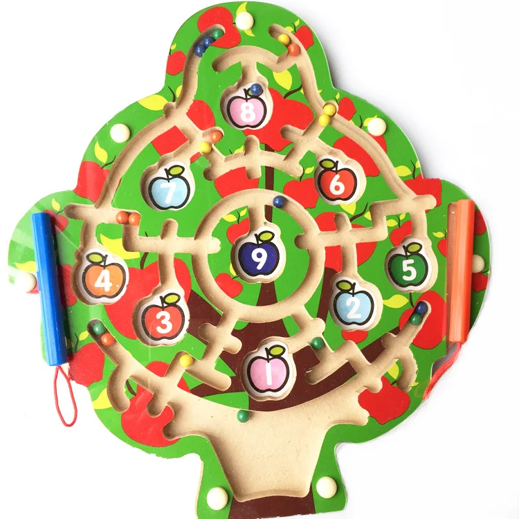 3D мультфильм звездное небо лабиринт Магнитные Детские игрушки для детей раннего образования головоломки деревянные игрушки Монтессори детская игрушка T0156 - Цвет: Tree