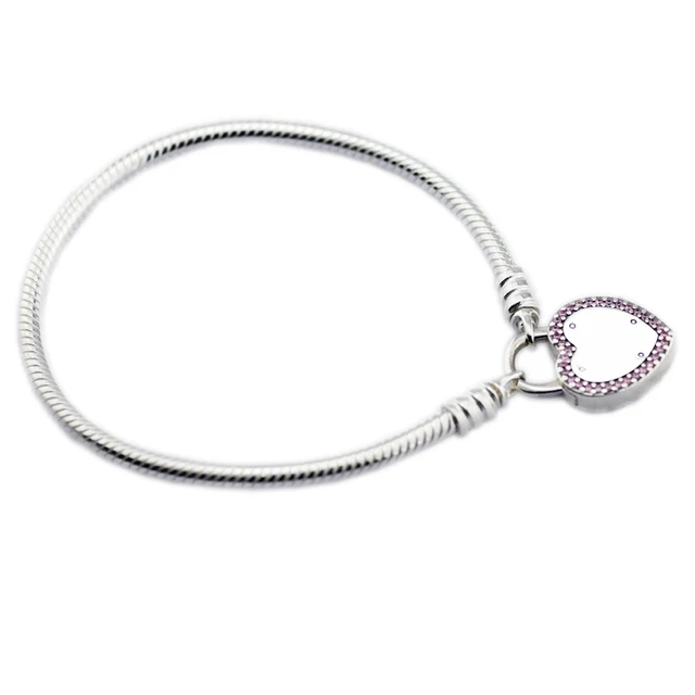 Authentic 100 925 Sterling Silver Snake Bracelet Lock Your Promise Authentic 100 925 Sterling Silver Snake Bracelet Lock Your Promise Heart Clasp Bangle