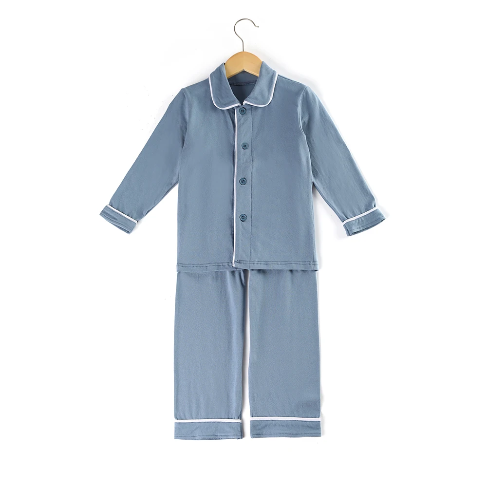 Одежда для сна из 100% хлопка мальчиков и девочек однотонная Одинаковая одежда