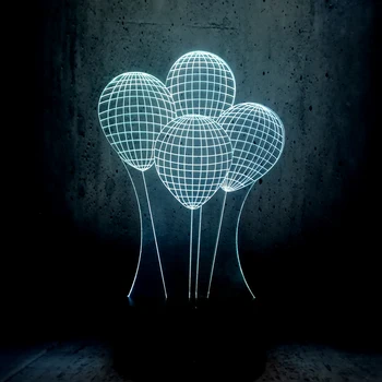 

3D LED Lamp Balloons Fashion Night Light Touch Dimmer Party Decor desk display 7 colors changing girls friend gift USB cable