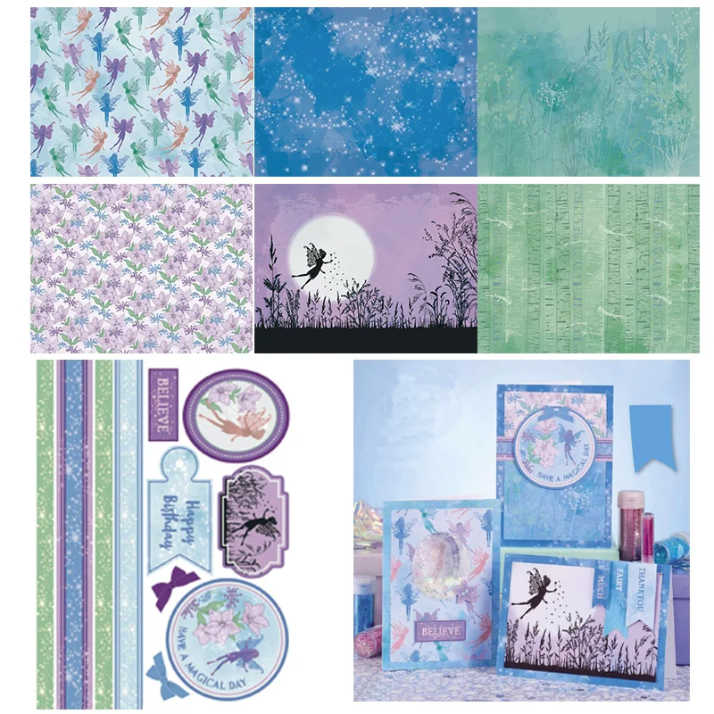 

KLJUYP 14PCS Fairy Single-side Printed Background paper creative papercraft art paper handmade scrapbooking kit set boo