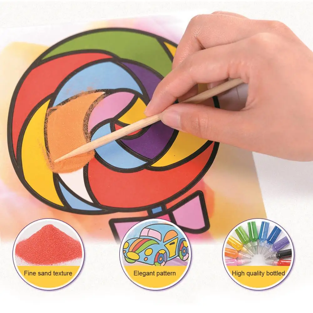 

20x17cm Kids Drawing Board Sand Painting Set Unisex Children Drawing Toys Birthday Gifts Cartoon Magic Plastic Painting Sand Toy