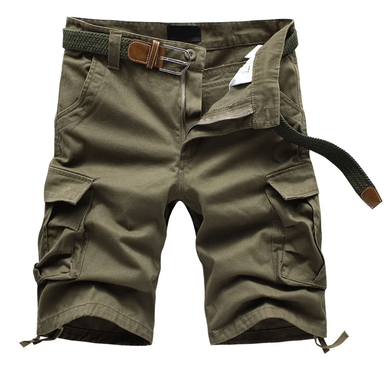 Cargo Shorts Men Summer Casual Beach Short Baggy Multi Pocket Military Zipper Breeches Male Tactical Work Shorts Plus Size 44 - Цвет: army yellow