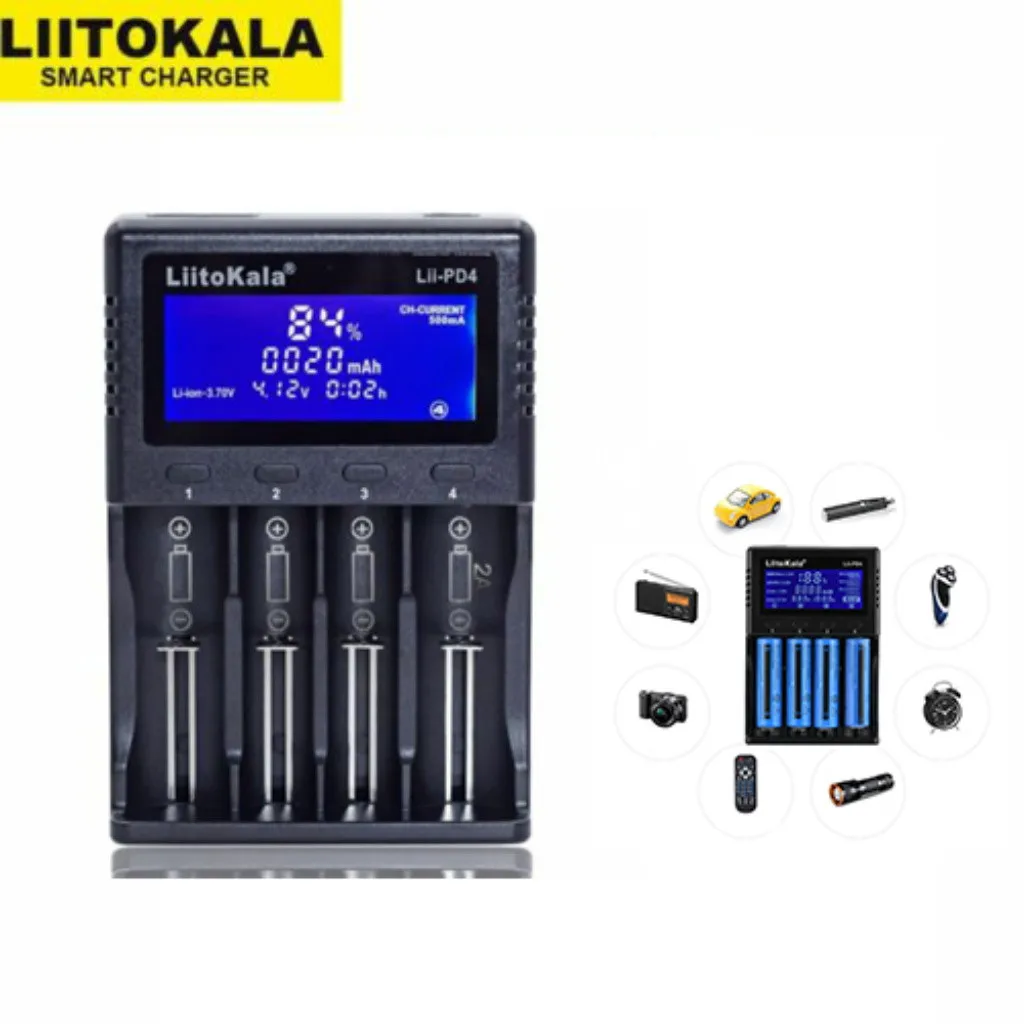 Носимые устройства Liitokala Lii-PD4 4 слота путешествия Кемпинг зарядное устройство для NiMH/AA/AAA/батареи