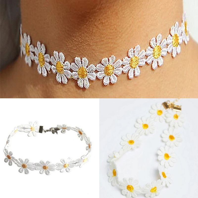 Женское Ожерелье с татуировкой Boho 1 шт. желтое и белое ожерелье ромашками цветами
