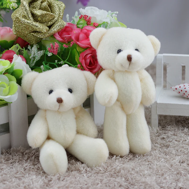 

24pcs wholesale 12CM white jointed mini teddy bear small teddy bear /cartoon bouquet toy/wedding gifts