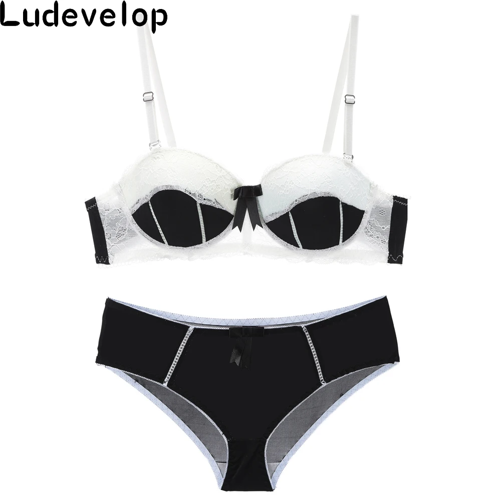Push Up Bra Set Top Sexy Lace Bra & Panties Plus Size Elegant Embroidery Floral Print Adjustable Strap Lingerie Sets