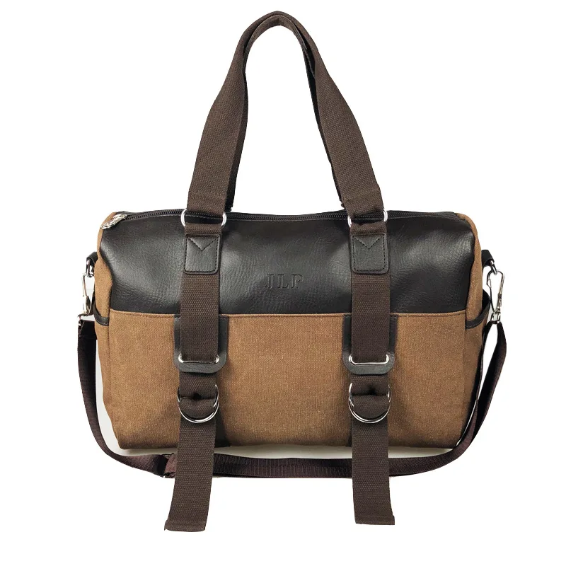 Wellvo Повседневная парусиновая сумка для путешествий, Мужская большая Лоскутная спортивная сумка, модная сумка через плечо, сумки для путешествий, сумки для багажа, bolsa XA134WC - Цвет: Brown