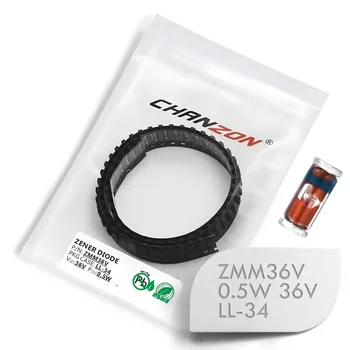

(100 Pcs) SMD Zener Diode 0.5W 36V ZMM36V ZMM36 LL-34 (SOD-80 MiniMELF / 1206) 0.5 Watt 36 Volt ZMM 36V
