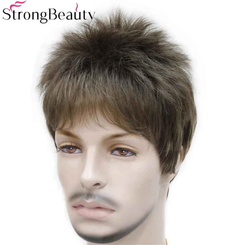 StrongBeauty искусственные синтетические короткие черные коричневые золотые мужские
