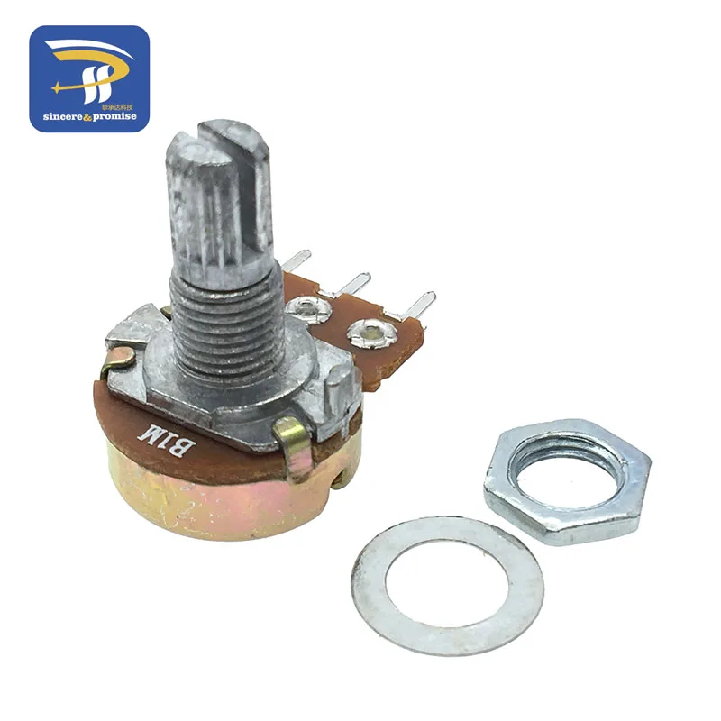 WH148 Linear Potentiometer 15mm Shaft With Nuts And Washers 3pin WH148 B1K B2K B5K B10K B20K B50K B100K B250K B500K B1M 1PCS linear potentiometer electronic components