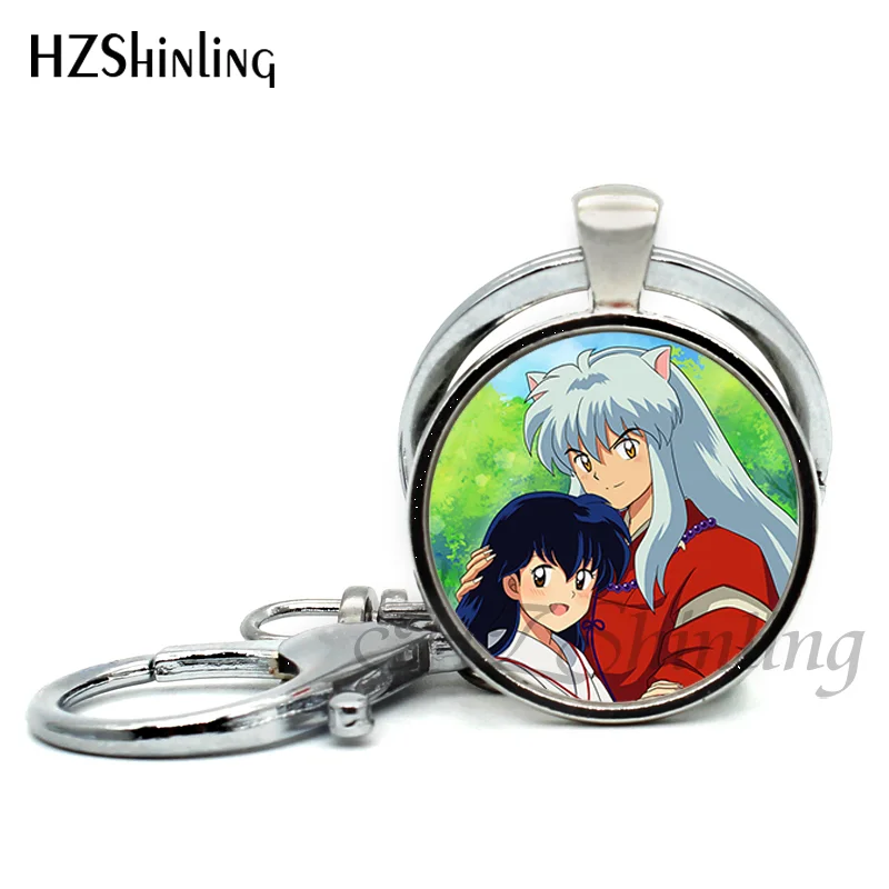 Inuyasha и Кагоме, брелки для ключей, мультфильм Стекло стимпанк ювелирные изделия для Для женщин Косплэй утверждающий кулон автомобильный брелок