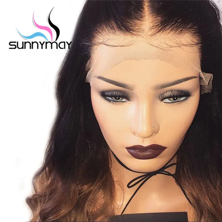 Sunnymay 13x4 Brown Ombre Human Hair With Baby Hair Body Wave Lace Front Human Hair Wigs Pre Plucked Remy Hair Lace Front Wigs