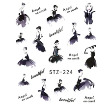 1 лист, красивый художественный амулет для девочек-танцовщиц, сделай сам, водяные знаки, наклейки для ногтей, лак, Декор, STZ224