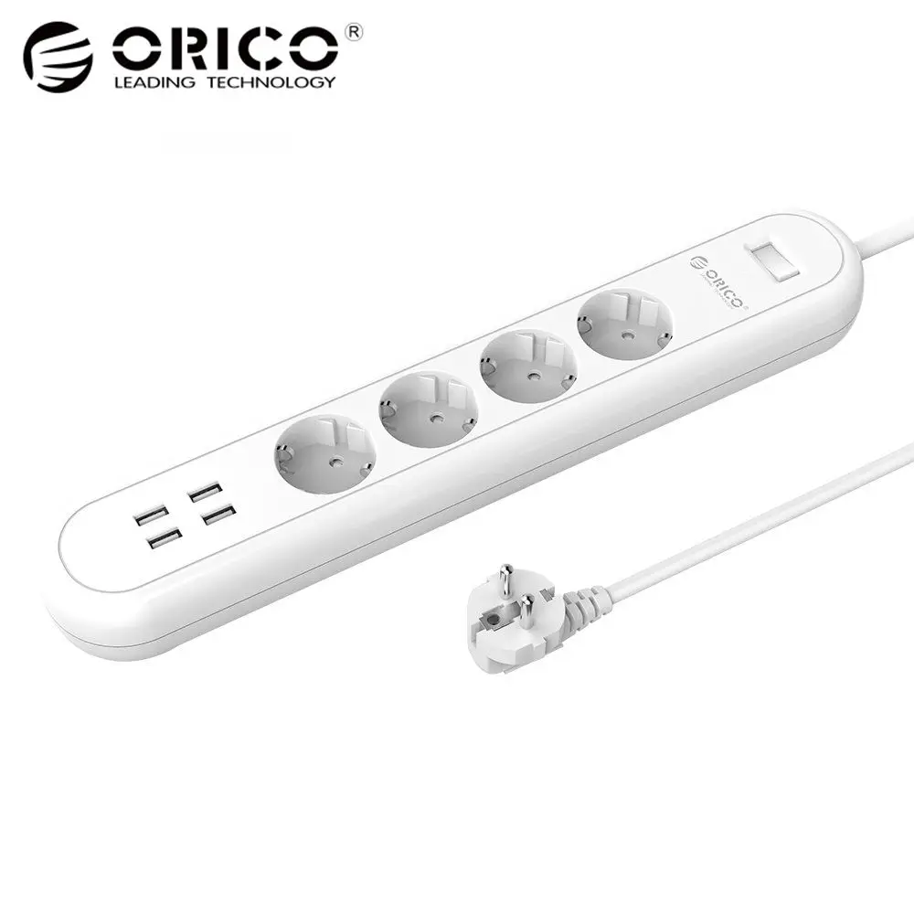 ORICO Smart USB Power Strip Socket EU Plug Overload Switch Surge Protector 4 Outlet with USB Charger 4 Ports-1.5M Power Cord ORICO Smart USB Power Strip Socket EU Plug Overload Switch Surge Protector 4 Outlet with USB Charger 4 Ports-1.5M Power Cord