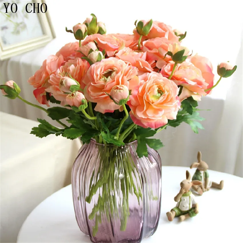 YO CHO 11 шт./лот Искусственный Пион Букет Флорес искусственные розы шелковые цветы для дома Свадебные осенние украшения