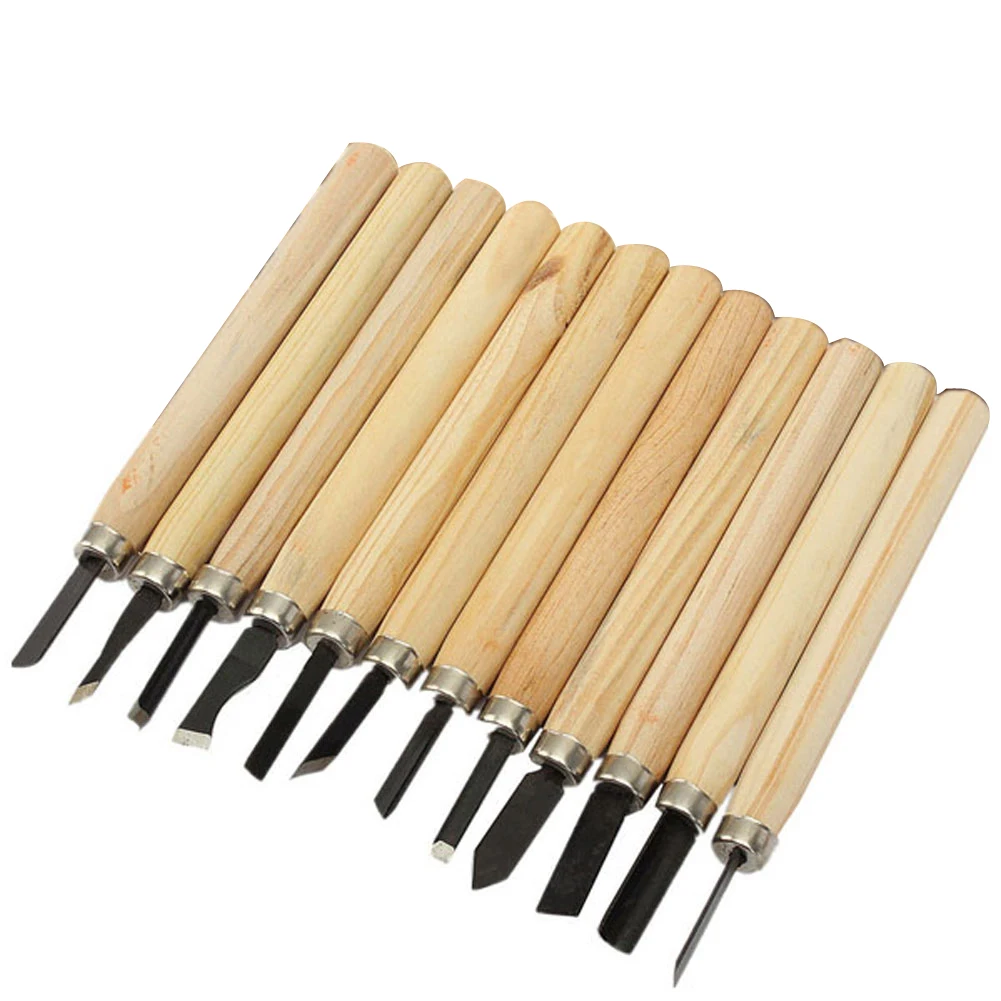 12Pcs DIY Wood Carving Chisels Knife Hand Woodcut Chisel Woodworking Tool Set Woodworkers Gouges