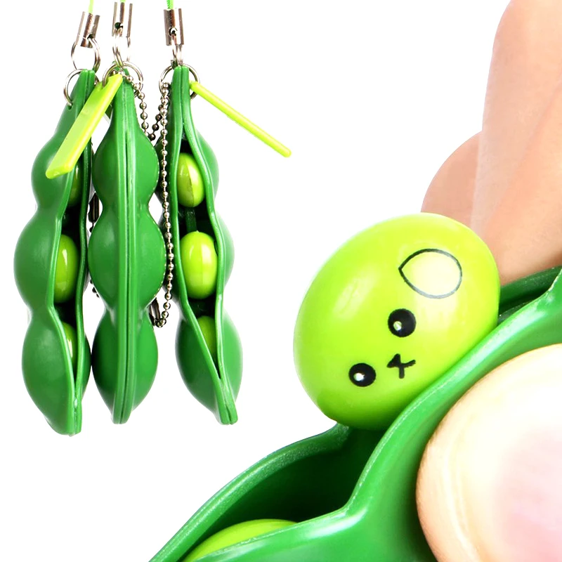 

1pcs Fun Beans Squishy Toys Pendants Anti Stress Ball Squeeze Funny Gadgets Newest Simply squeeze those peas right out
