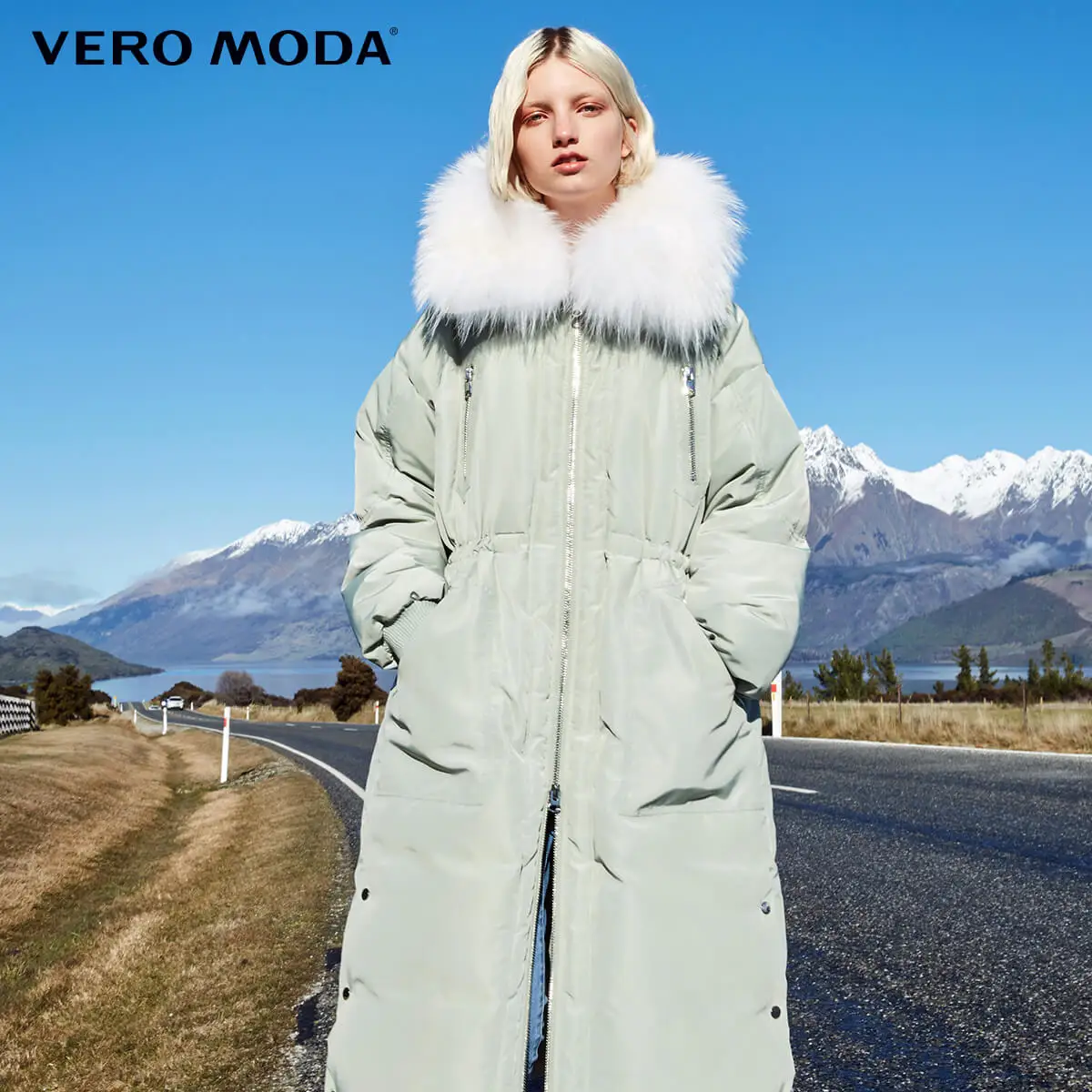 Vero Moda пуховик женский новая куртка-пуховик с воротником из 80% меха енота | 318412505